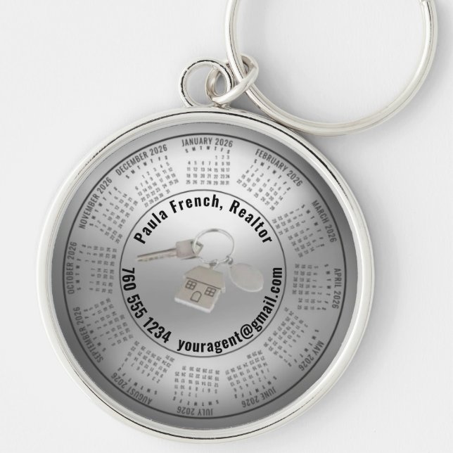 2026 Calendar Editable Real Estate Keychain (Front)