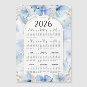 2026 Calendar Elegant Blue Floral Garden