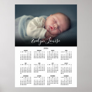 2026 Calendar Elegant Script Name Photo Poster
