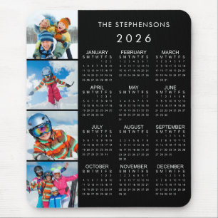 2026 Calendar Family 4 Photo Personalized Color Mouse Pad