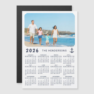2026 Calendar Family Photo Name Nautical Magnet