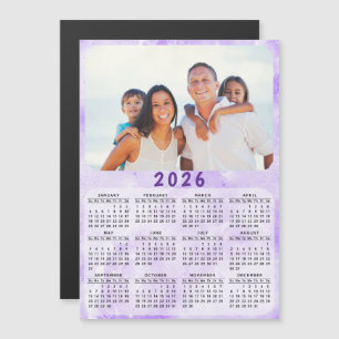 2026 Calendar Family Photo Purple Fridge Magnet