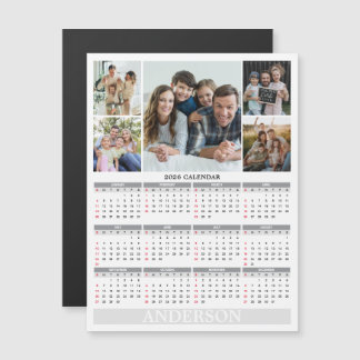 2026 Calendar - Family Photos Magnet Card