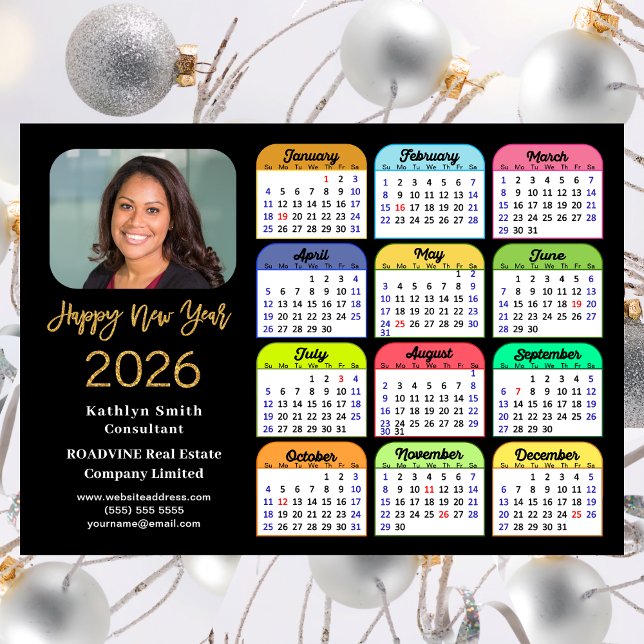 2026 Calendar Gold Black Business Photo Magnetic (Creator Uploaded)