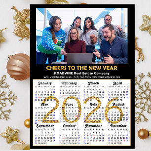 2026 Calendar Gold Glitter Business Photo Magnetic