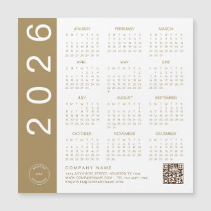 2026 Calendar Gold Text QR Code Company Logo