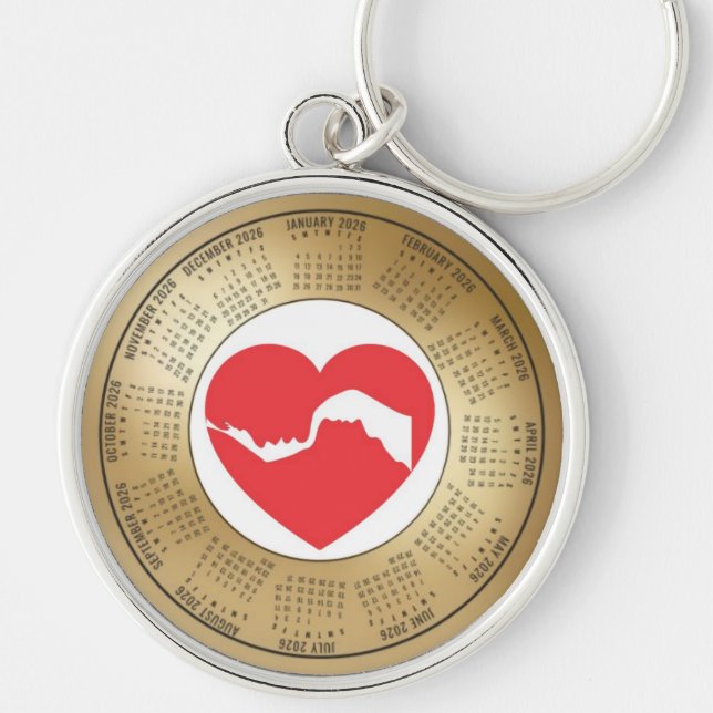 2026 Calendar Keychain Lovers Red Heart (Front)