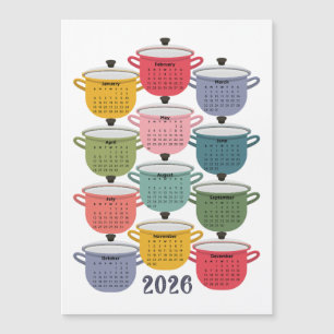 2026 Calendar Kitchen Colourful Cookware
