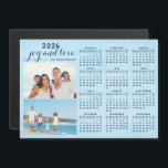 2026 Calendar Magnet Two Photos Collage Blue<br><div class="desc">Create a 2026 magnetic photo calendar with two custom pictures on a sky blue background. It's a unique keepsake for family,  friends,  workmates and colleagues for Christmas,  New Year,  or any occasion.</div>