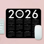 2026 Calendar Minimalist Business Logo Black White Mouse Pad<br><div class="desc">Create promotional mouse pad with a 2026 calendar with your custom company logo using this minimalist black and white mouse pad design. Great to use as a marketing tool or end-of-year gift for clients and employees. Featuring a bold design with your business logo and a stylish 2026 calendar.</div>