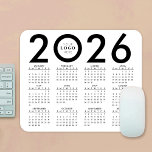 2026 Calendar Minimalist Business Logo Black White Mouse Pad<br><div class="desc">Create promotional mouse pad with a 2026 calendar with your custom company logo using this minimalist black and white mouse pad design. Great to use as a marketing tool or end-of-year gift for clients and employees. Featuring a bold design with your business logo and a stylish 2026 calendar.</div>