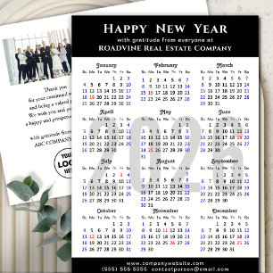 2026 Calendar Modern Black Business Photo Simple Holiday Postcard