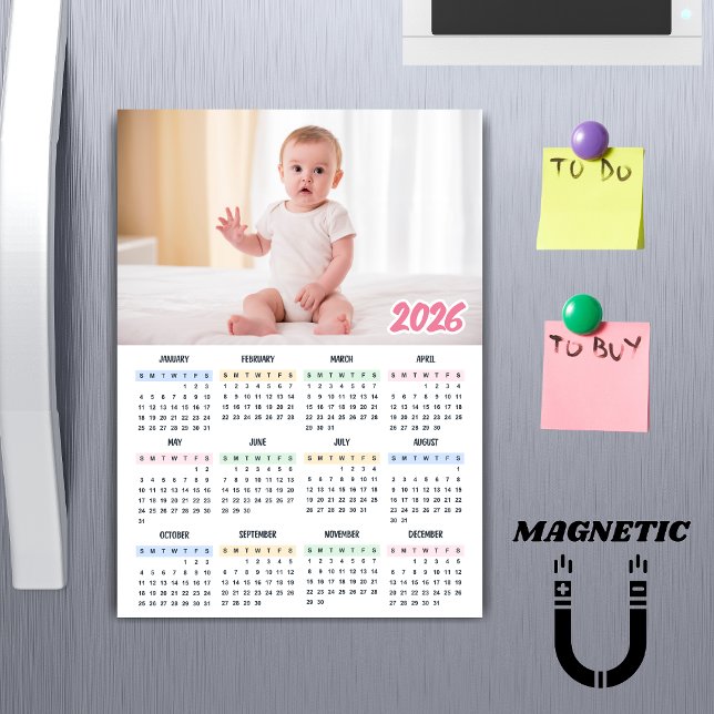 2026 Calendar Modern Custom Photo Magnet (Creator Uploaded)