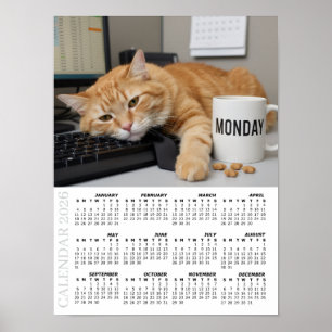 2026 Calendar, Monday Motivation - Office Fun Cats Poster