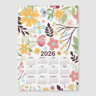 2026 Calendar Multicolor Hand Drawn Floral