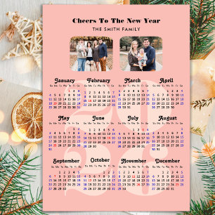 2026 Calendar New Year Elegant Pink Magnetic