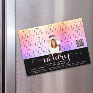 2026 Calendar Notary Black Pink QR Code Magnet