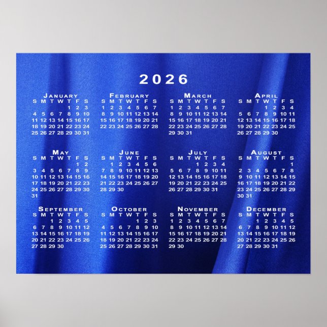 2026 Calendar on Blue Abstract Photo Template Poster (Front)