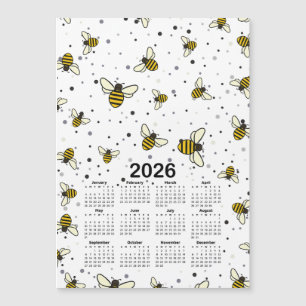 2026 Calendar Pattern with Bees and Dots