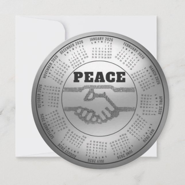 2026 Calendar Peace Holiday Card (Front)