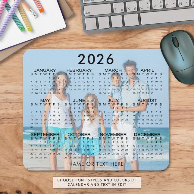 2026 Calendar Photo Overlay Custom Mouse Pad (Creator Uploaded)