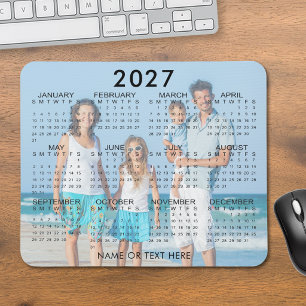 2026 Calendar Photo Overlay Custom Mouse Pad