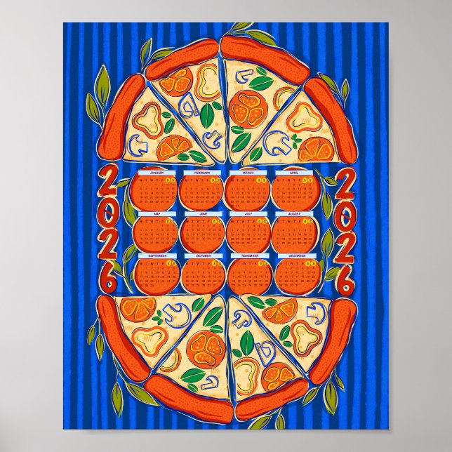 2026 Calendar - Pizza Calendar Poster (Front)