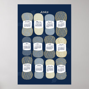 2026 Calendar Poster Blue and Gold