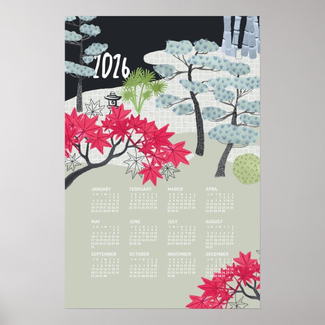 2026 Calendar Poster Japanese Garden (Front)