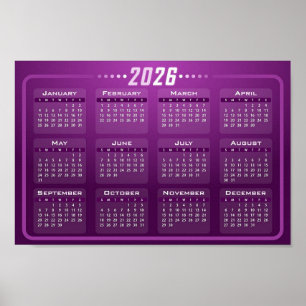 2026 Calendar Purple Poster