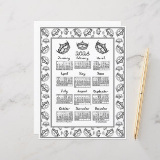 2026 Calendar Queen of Hearts Silver Tiara Fabric 