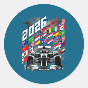 2026 Calendar Racing Circuit Schedule Places  Classic Round Sticker