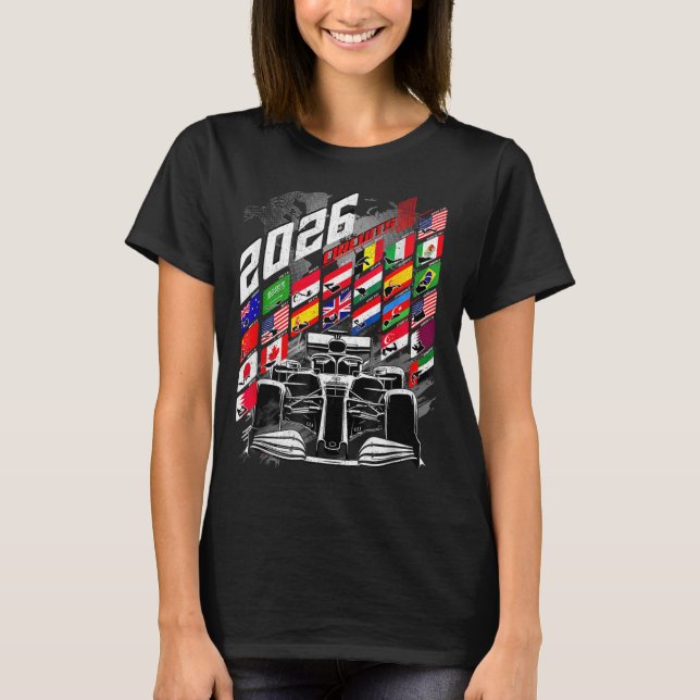 2026 Calendar Racing Circuit Schedule Places  T-Shirt (Front)