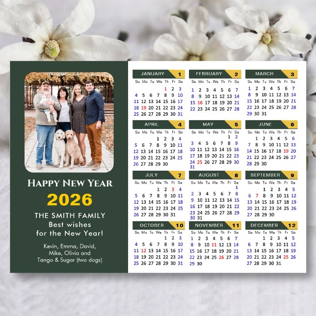 2026 Calendar Sage Green Minimalist Photo Magnetic (Creator Uploaded)