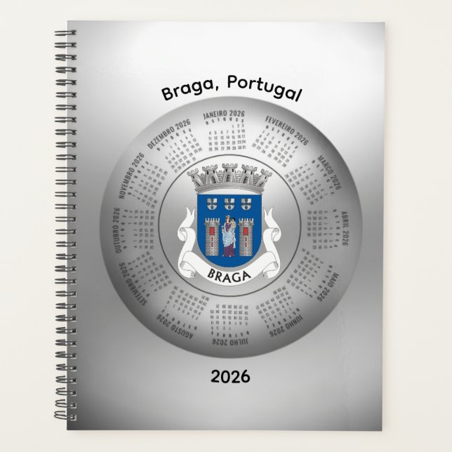 2026 Calendar Silver Planner Braga Portugal (Front)