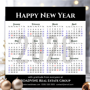 2026 Calendar Simple Black Business Magnetic Card