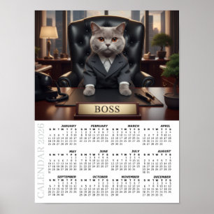 2026 Calendar, The Boss - Office Fun Cats / Large Poster