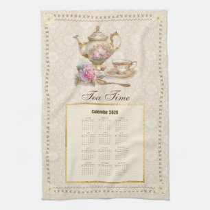 2026 Calendar Towel Tea Time or Custom Message