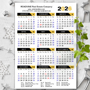 2026 Calendar US Holidays Modern Business Magnetic