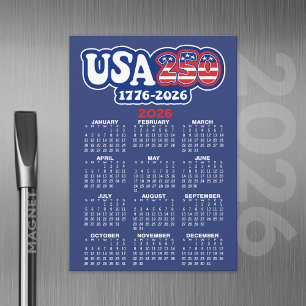 2026 Calendar USA 250 America's Birthday 1776-2026