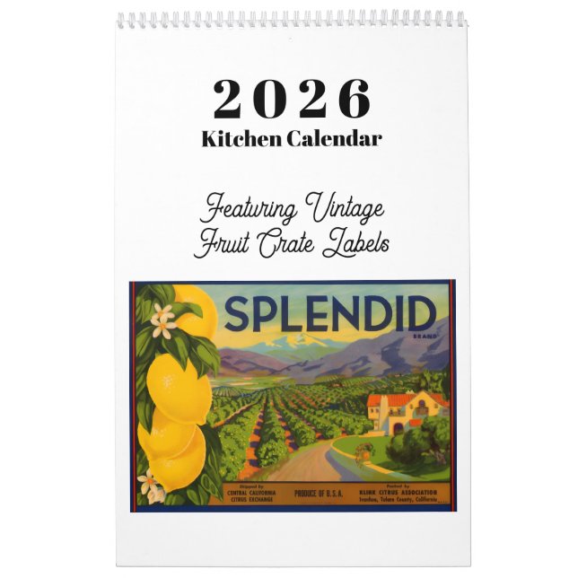 2026 Calendar Vintage Fruit Crate Labels (Cover)