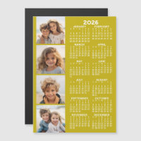 2026 Calendar with 4 Photo Collage Magnetic Card