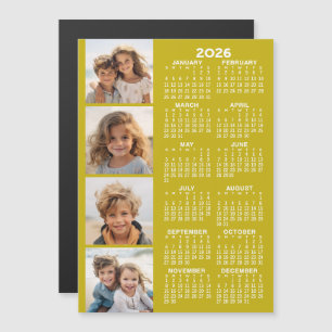 2026 Calendar with 4 Photo Collage Magnetic Card