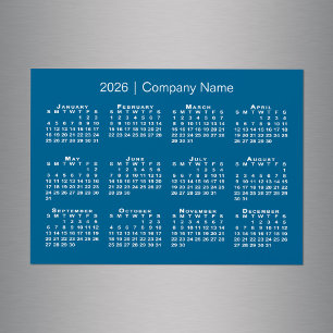 2026 Calendar with Company Name Blue Magnet