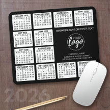2026 Calendar with logo, Contact Information Black