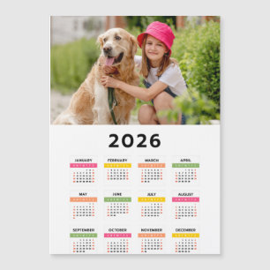 2026 Calendar with Photo - Year View Magnetic Card