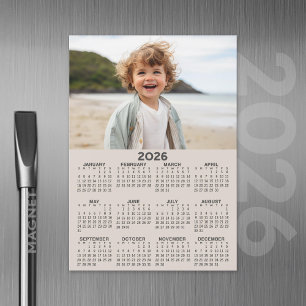 2026 Calendar with Photo - Year View Magnetic Card