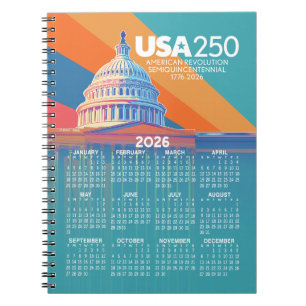 2026 Calendar with USA 250 Capital Dome America Notebook