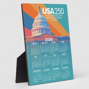 2026 Calendar with USA 250 Capital Dome America Plaque