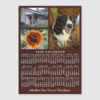2026 Calendar Year Wood Custom 3 Photos Magnet